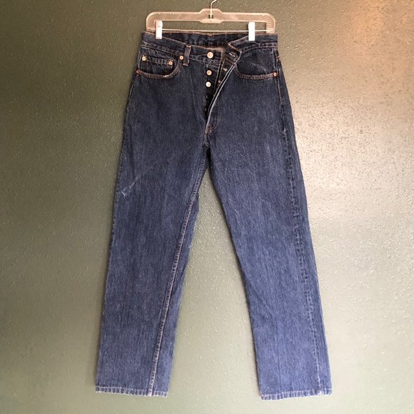 Levi’s Vintage 501s, 1990’s, Jeans, Button Fly, Size 32x34, Dark Wash - Picture 1 of 7